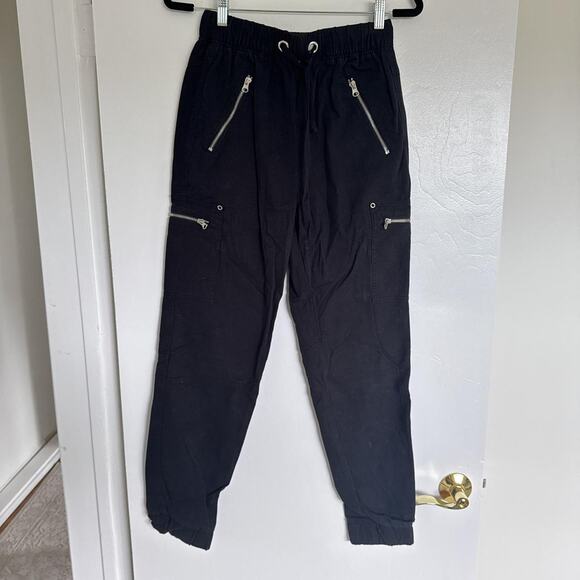 Black cotton joggers with drawstring - Picture 1 of 3